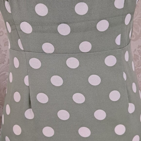SBEtro Size Small Green Midi Dress White Polka Dots Spaghetti Straps V-Neck NWOT - Picture 10 of 14
